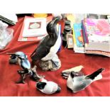 Porcelain and wooden Bird Figurines (6) including two made in the Peoples Republic of China, USSR