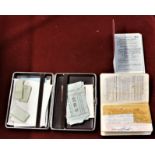 Cigarette Case-Leather case with ephemera map of Germany on case-includes wage slips, driving