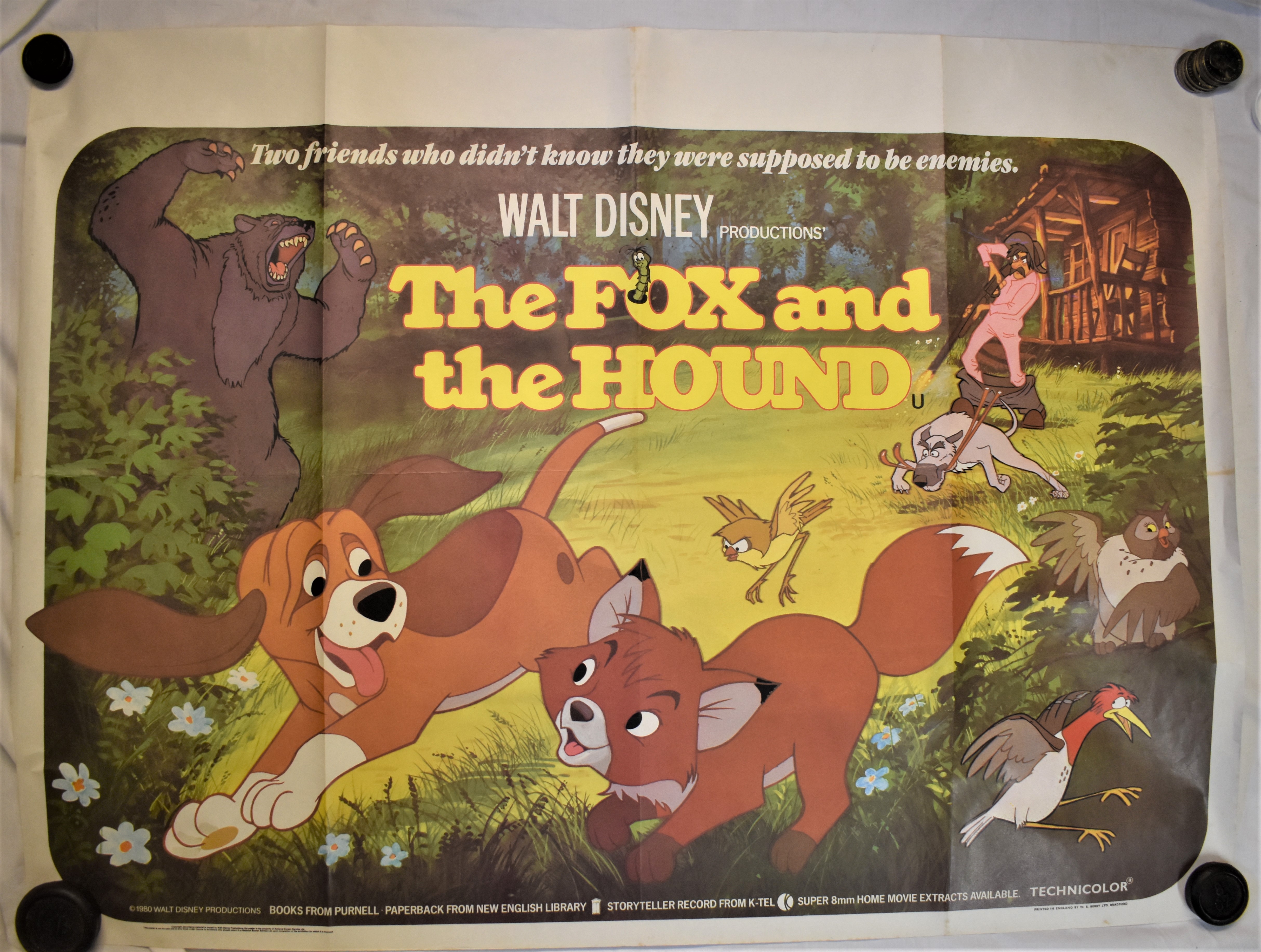 Film Poster-Walt Disney-'The Fox and Hound'-measurements 100cm x 76cm-slight crease down middle of