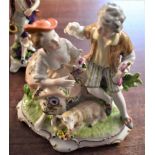 German Porcelain Figurines of couples and two single figurines, one made Unterweissbach Germany