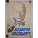 Winston Churchill-'Deserve Victory'-measurements 73cm x 51cm-reprint-very good condition