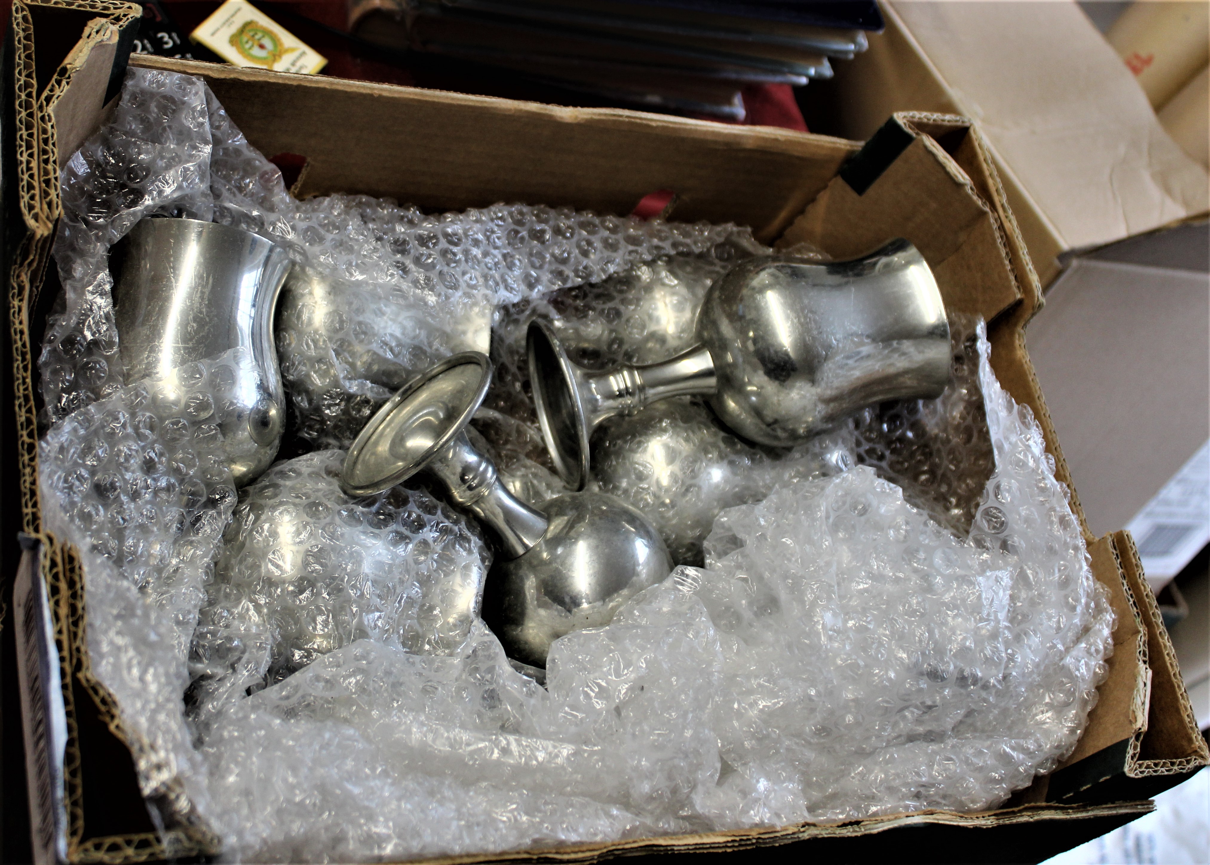 10 English Pewter Wine Goblets, Made in England, Sheffield