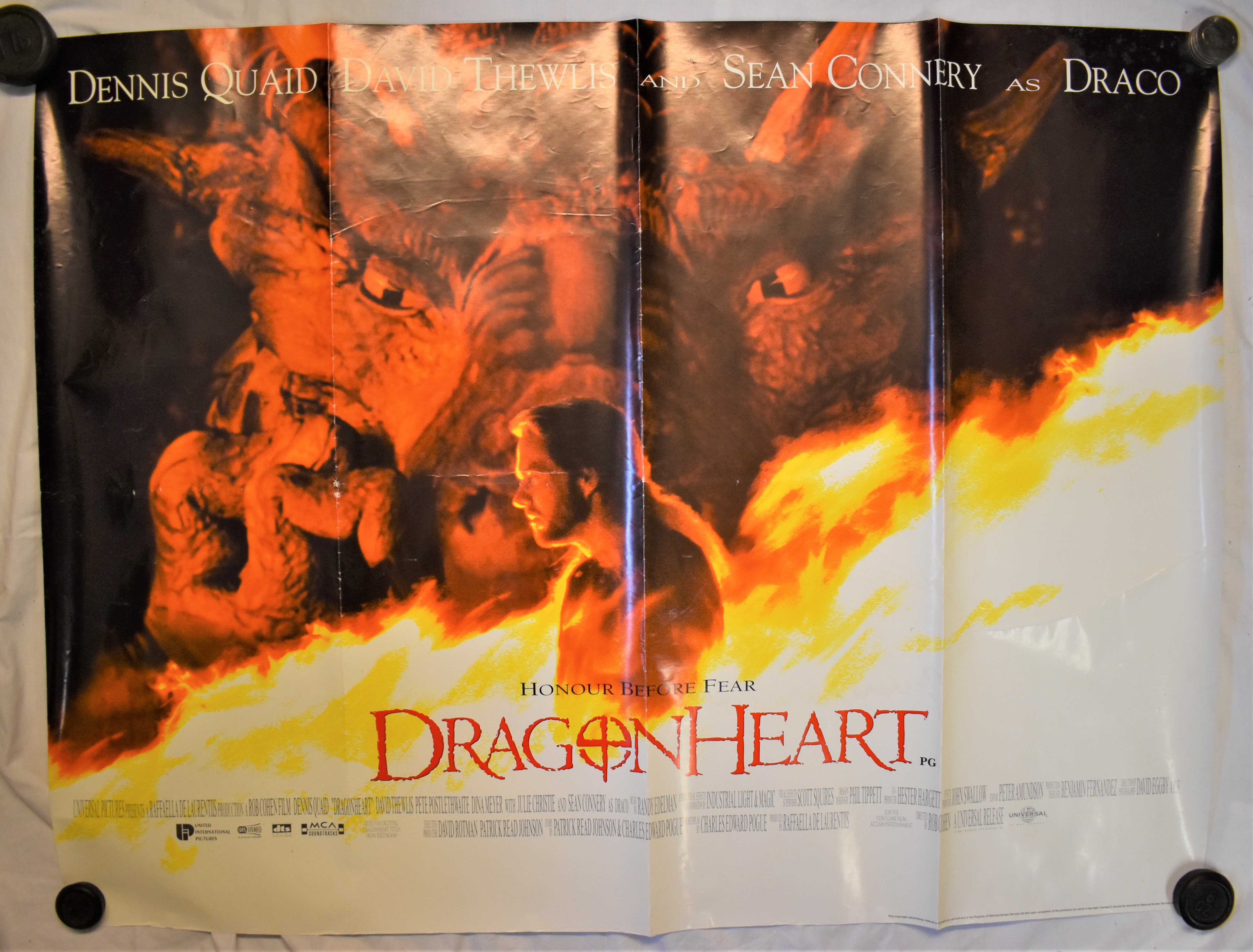 Film Poster-'Dragon Heart'-starring Sean Connery-David Thewlis-double sided - measurements 100cm x