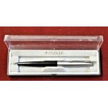 Pen -Parker-blue and silver coloured fountain pen- boxed, good condition