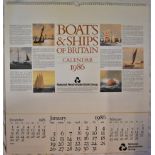 Calendar 1986-Boats & Ships-(1) picture Thames Barges Missing-measurements 52cm x 43cm lovely