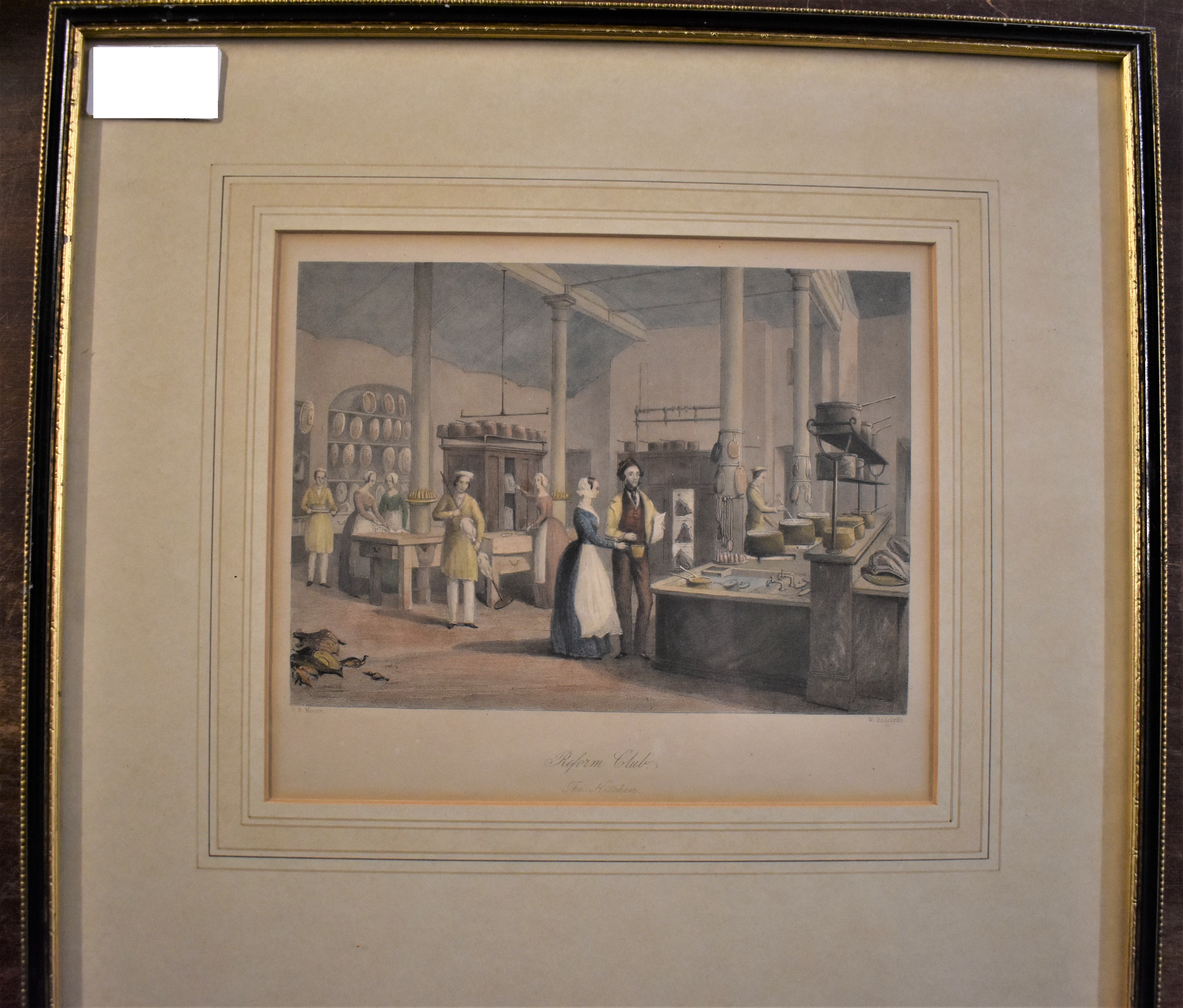 Picture-'Reform Club'-The Kitchen'-antique coloured print-measurements 32cm x 31cm excellent