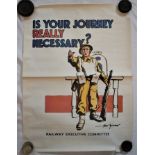 Poster (War Railway)-'Necessary'-Railway executive committee signed Bert Thomas-measurements 57cm