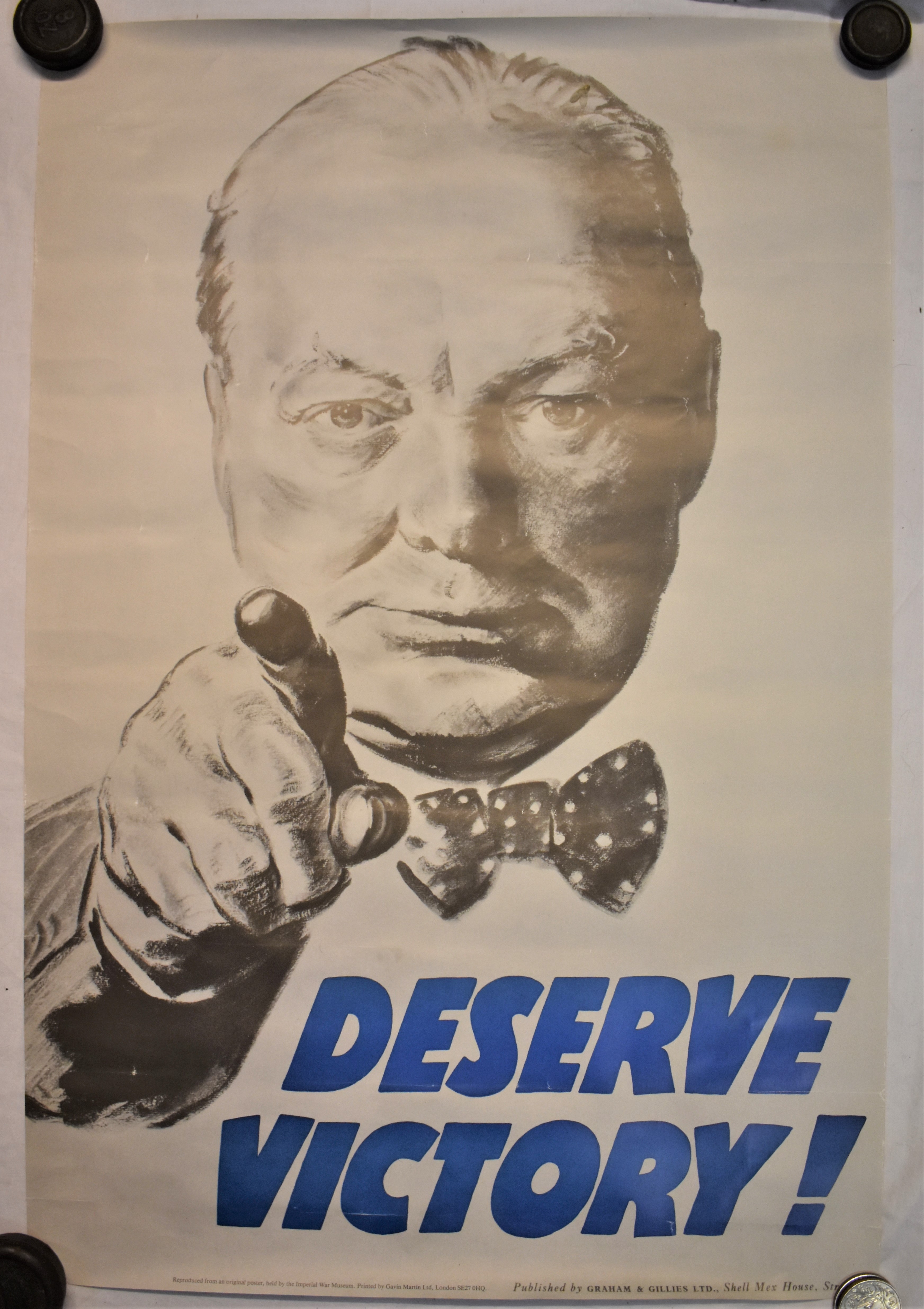 Winston Churchill-'Deserve Victory poster'-measurements 73cm x 51cm-very good condition reprint