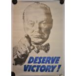 Winston Churchill-'Deserve Victory poster'-measurements 73cm x 51cm-very good condition reprint