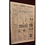 The Times 1940 April 3rd WWII weekly edition-rust staples dust storage marks at left side-other wise