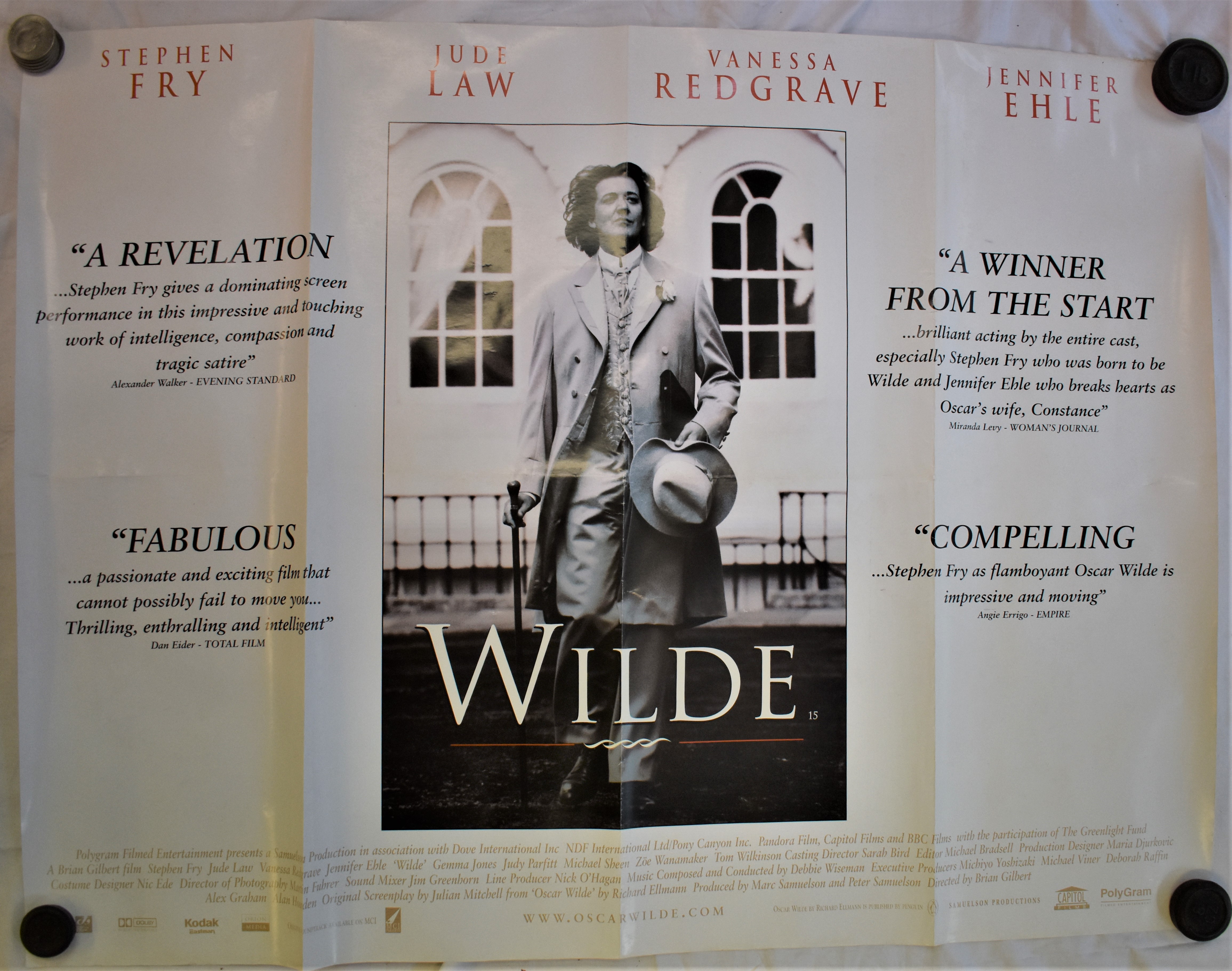 Film Poster-'Wilde'-starring Stephen Fry-Jude Law-Vanessa Redgrave-double sided poster-