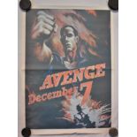 Poster-War-'Avenge'-December 7th-measurements 58cm x 41cm-fold down centre of poster other wise very