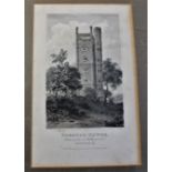 Print - 'Preston Tower' Suffolk-this an antique engraving printed in 1819-coloured framed -