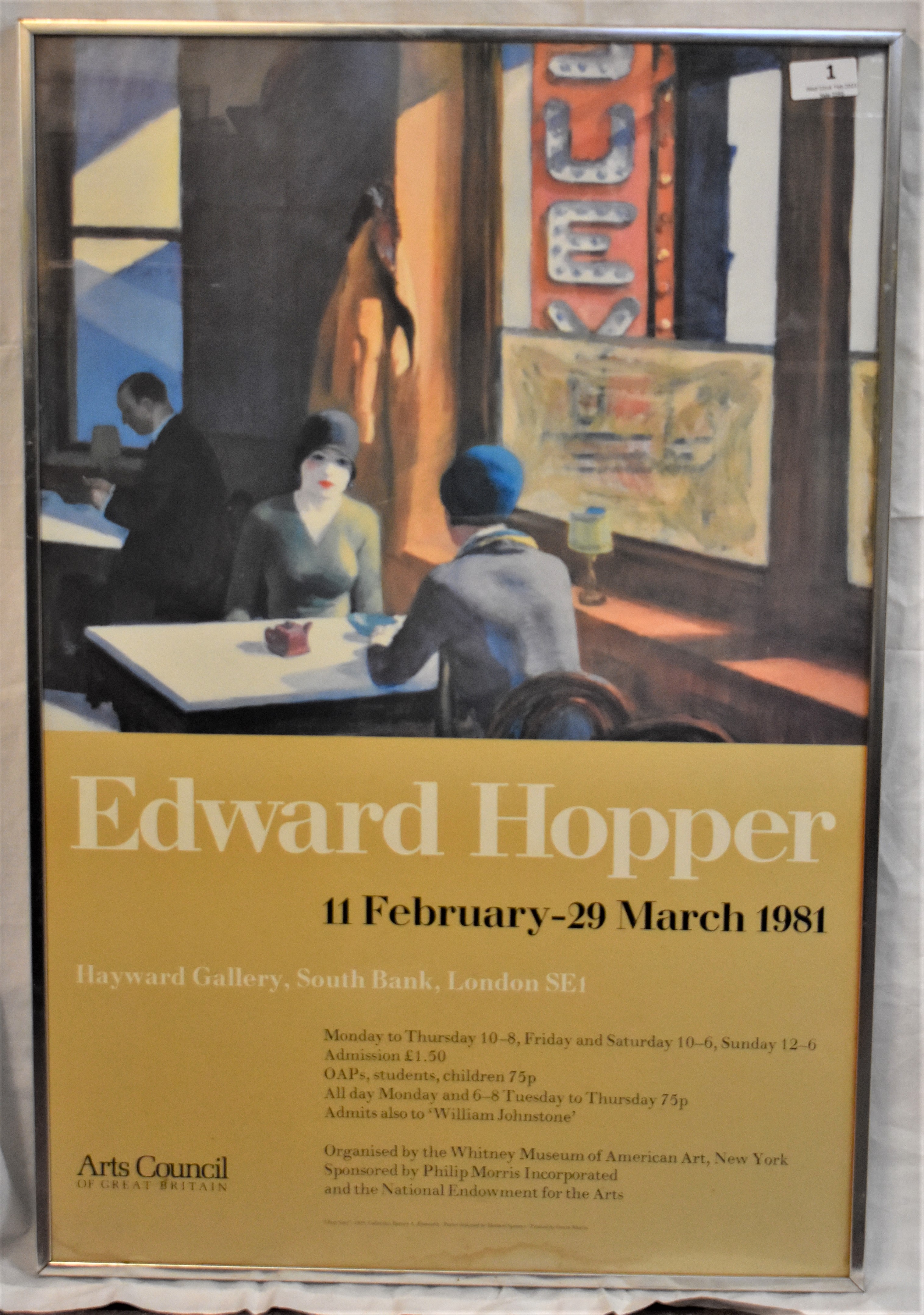 Edward Hopper 1981-Exhibition, Haywick Gallery-South Bank London-Arts Council-Fine poster framed and