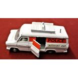 Dinky'-Ford Transit Van White-model No.272 side and back doors open (Police Accident Unit) Play worn