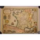 Map of France-reprint 1648-measurements 53cm x 36cm-good/very good condition