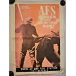 Poster-(Fire Service)-A.F.S-Auxiliary Fire Service-London Needs Auxiliary Firemen Now'-signed