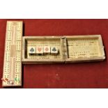 Vintage - Cribbage Boards (2) boards (1) vintage containing (4) dice (poor condition), (1)