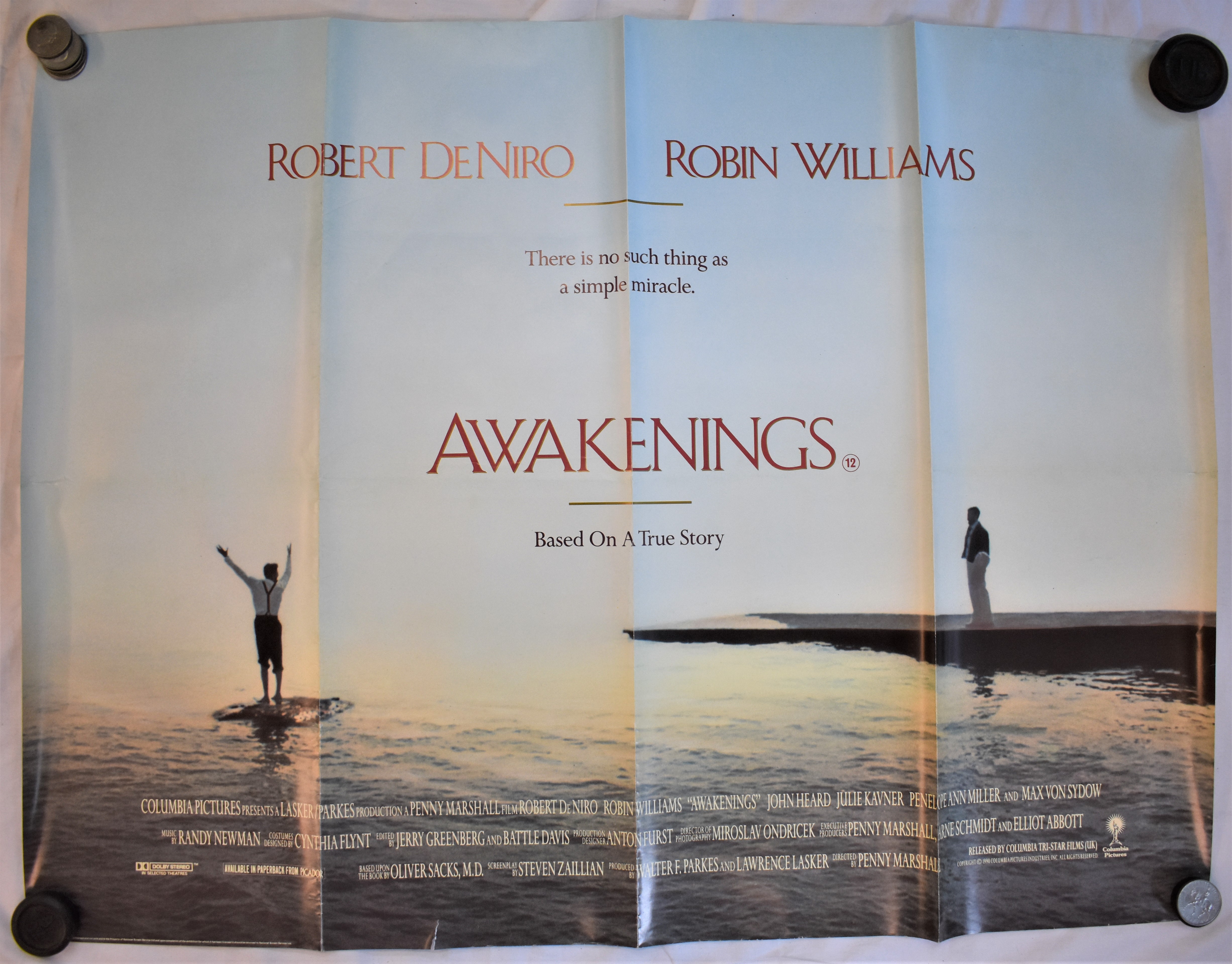 Film Poster-1990-'Awakening'-starring Robert De Niro-Robin Williams-double sided poster-measurements