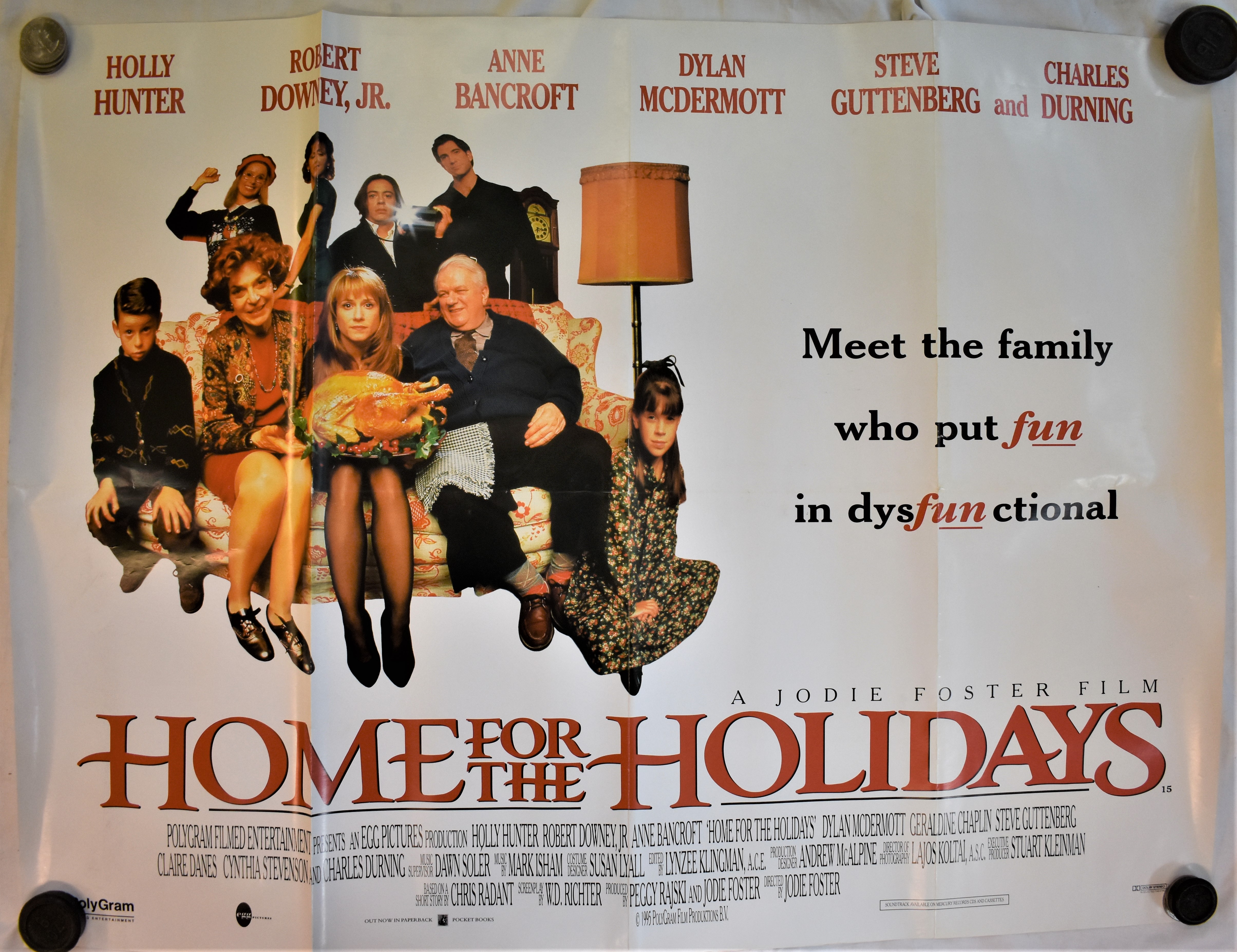 Film Poster-1995-'Home For The Holiday's'-starring Holly Hunter-Anne Bancroft-double sided poster-