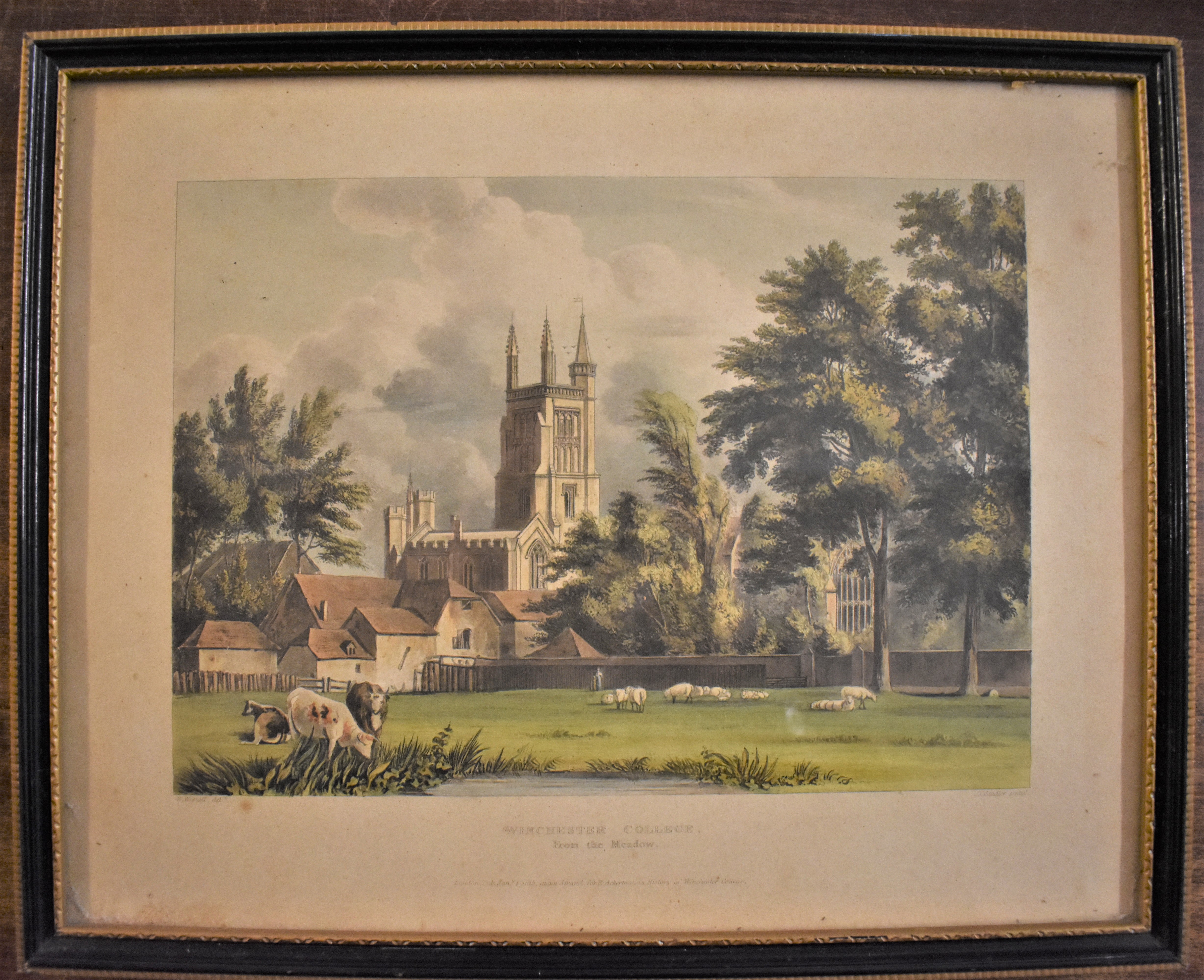 (3) Winchester College Chapel-Colour antique prints-by J Bluck-measurements 36cm x 39cm very good - Image 3 of 3