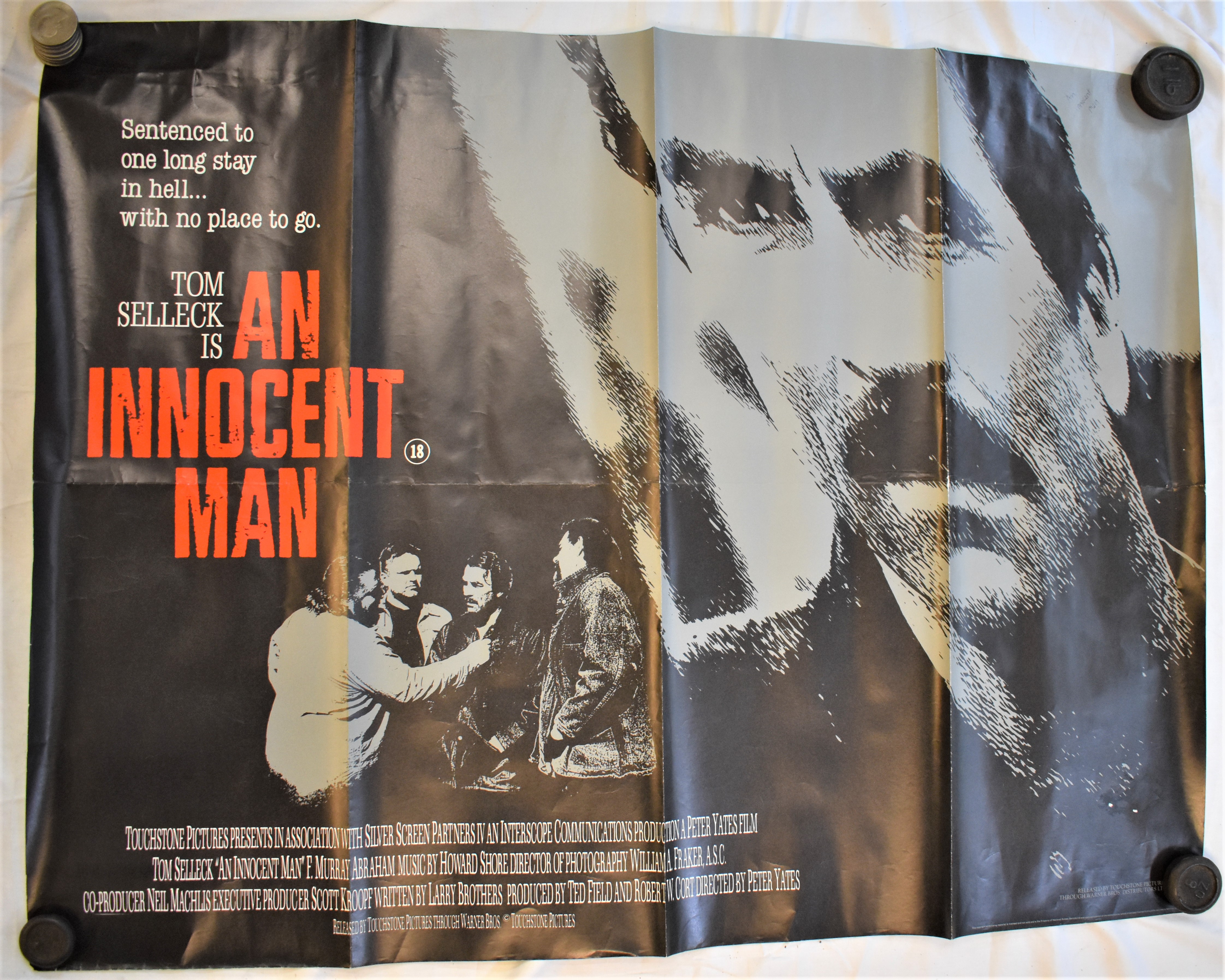 Film Poster-'An Innocent Man'-starring Tom Selleck-measurements 100cm x 76cm-fold in poster-other