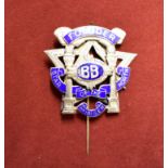 Masonic Founders badge or jewel in gilt and enamel 'Founders' in a scroll above, 'BB' central and '