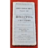 British 1890 Plan of Bristol; James Fawn & Son's plan of Bristol and environs. In very good