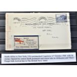 Patriotic and Propaganda Cinderella Labels - South Africa to New York cancelled 1940 with large