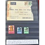 Patriotic and Propaganda Cinderella Labels - Commercial envelope post, 1940 Singapore to Bombay