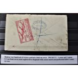 Patriotic and Propaganda Cinderella Labels-Registered envelope posted India to UK 1943 censor's