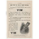 Vim 1904-full page black and white advertisement-'Make The Most of Time-It's Never Returns Vim-10" x