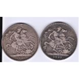 Great Britain 1890 Victoria Crowns, near fine (2)