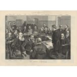 Political 1891-The Labour Commission print black and white by Walter Wilson-A full double page