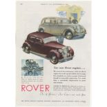 Rover Cars 1948-Full page colour advertisement-'The New Rover Engines and New Models'-very fine