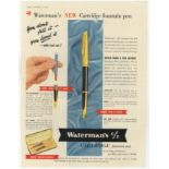 Waterman's Cartridge Fountain Pen 153-Watermans full page colour advertisement 'Never Such a Pin