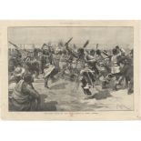 Sioux Indians 1871-Double page black and white print-'The Ghost Dance Of The Sioux Indians In