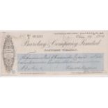 Barclay & Company Limited, Saffron Walden. Used, order cheque, top right "Saffron Bloom Lodge" 1.0.