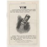 Vim 1904-full page black and white advertisement-'Vim Supersedes Soap'-classic 10" x 14" approx.