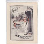 Ushers Scotch Whisky 1917-full page colour advertisement-Sentry Salutes men's staff as Andrew
