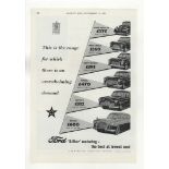 Ford Motor Company 1954-Black and white advertisement-six models each with price £275 Ford Popular