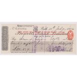 Union of London & Smiths Bank Ltd., overprinted on Prescott's Bank Bath, used, order, RO 11.11.03,
