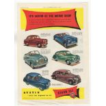 Motor-Austin At The 1952 Motor Show-four page colour advertisement with a range of six motors-A30 to