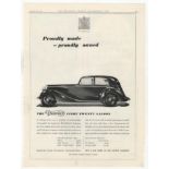 Dailmer Light Twenty Saloon 1937-full page black and white advertisement -'Proudly Made-Proudly