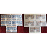 1934 £1 blue, K.O. Peppiatt, T30D, GEF, BE 47d, consecutive range of five