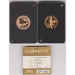2017 Gold Set Proof Sovereign and Gold Dutch Ducat, boxed with certificates. Limited editions