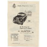Singer Motors Ltd 1955-The Hunter 75-full page black and white advertisement-Motor Show-stand 144-