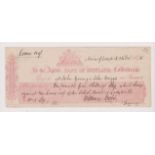 Bank of Scotland, Coldstream 1875 (24 December) Cheque - The Lady Kirk School Board account. Used,