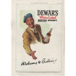 Dewars White label Scotch Whisky 1951- full page advertisement-'Welcome to Britain'-very fine 9" x