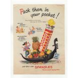 Spangles 1951-full page colour advertisement-pack them in your pocket-some edge imperfection 9.1/